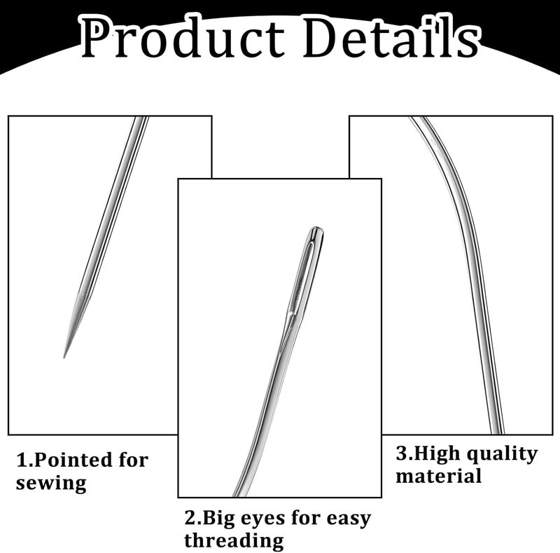 COBEE 20 Pcs Curved Sewing Needles, 4 Sizes Hand Sewing Leather Needle, Threading Upholstery Embroidery Needles for Carpet Leather Canvas Repairing Weaving Crafts(2''/2.5''/3''/3.5'') - Image 3